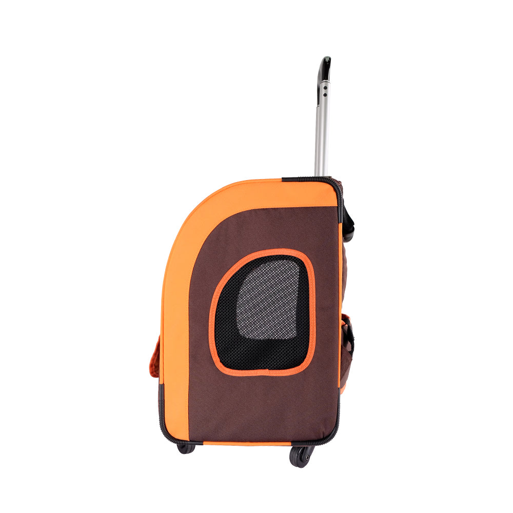 Ibiyaya New Liso Backpack Parallel Transport Pet Trolley (Up to 10Kg) - Orange/Brown