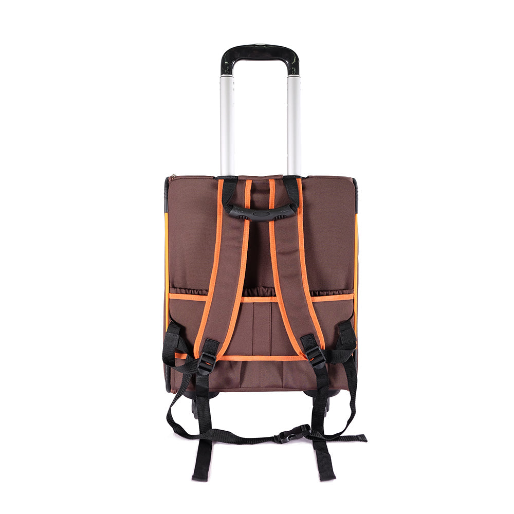 Ibiyaya New Liso Backpack Parallel Transport Pet Trolley (Up to 10Kg) - Orange/Brown