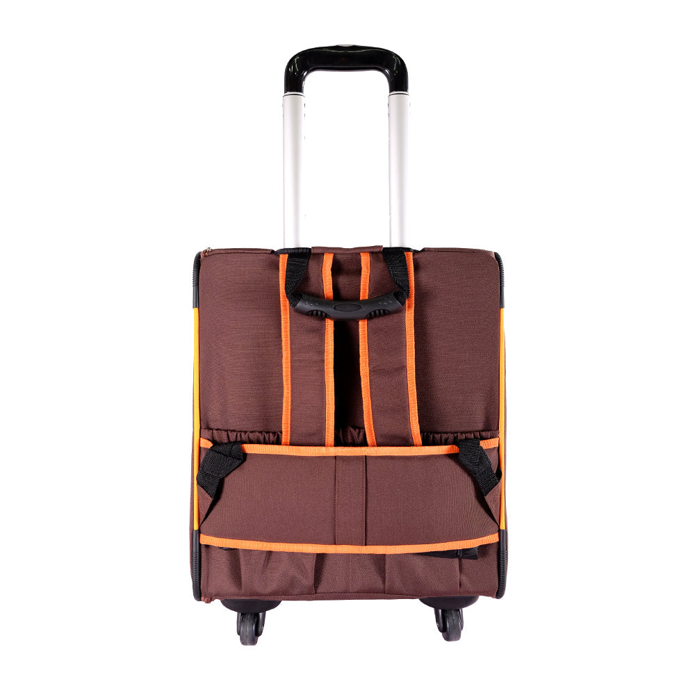 Ibiyaya New Liso Backpack Parallel Transport Pet Trolley (Up to 10Kg) - Orange/Brown