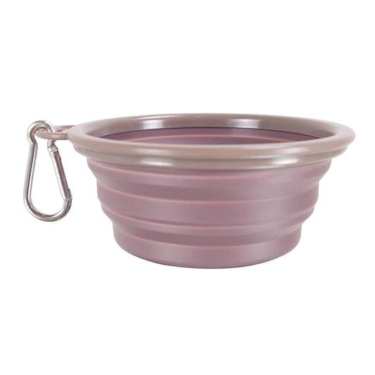 Ibiyaya Quick Bite Collapsible Travel Pet Bowl - Brown/Aubergine