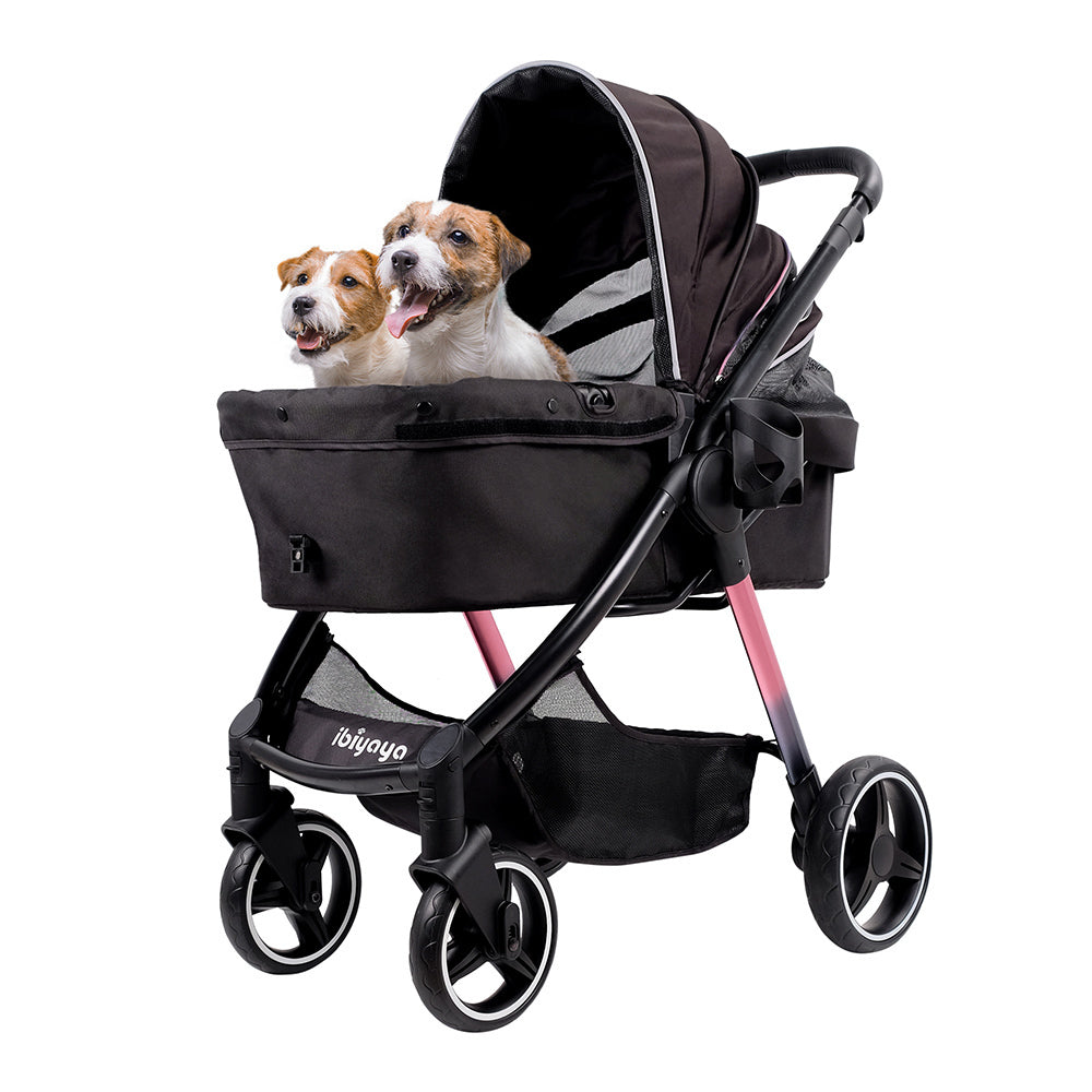 Ibiyaya Retro Luxe Folding Pet Stroller (Up to 30kg) - Prism Black