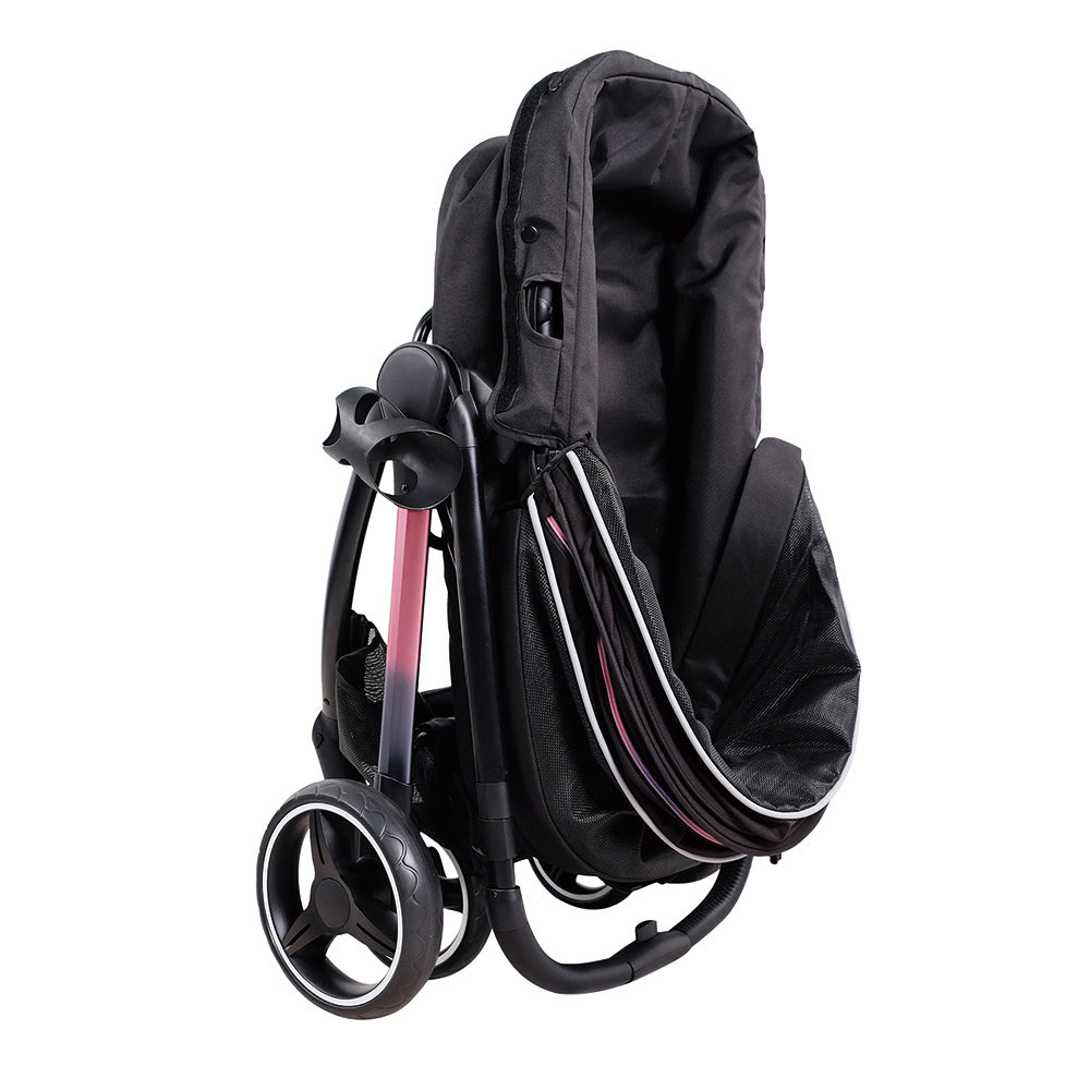 Ibiyaya Retro Luxe Folding Pet Stroller (Up to 30kg) - Prism Black