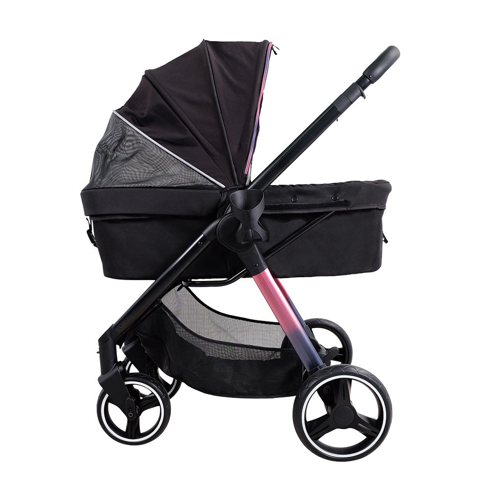 Ibiyaya Retro Luxe Folding Pet Stroller (Up to 30kg) - Prism Black