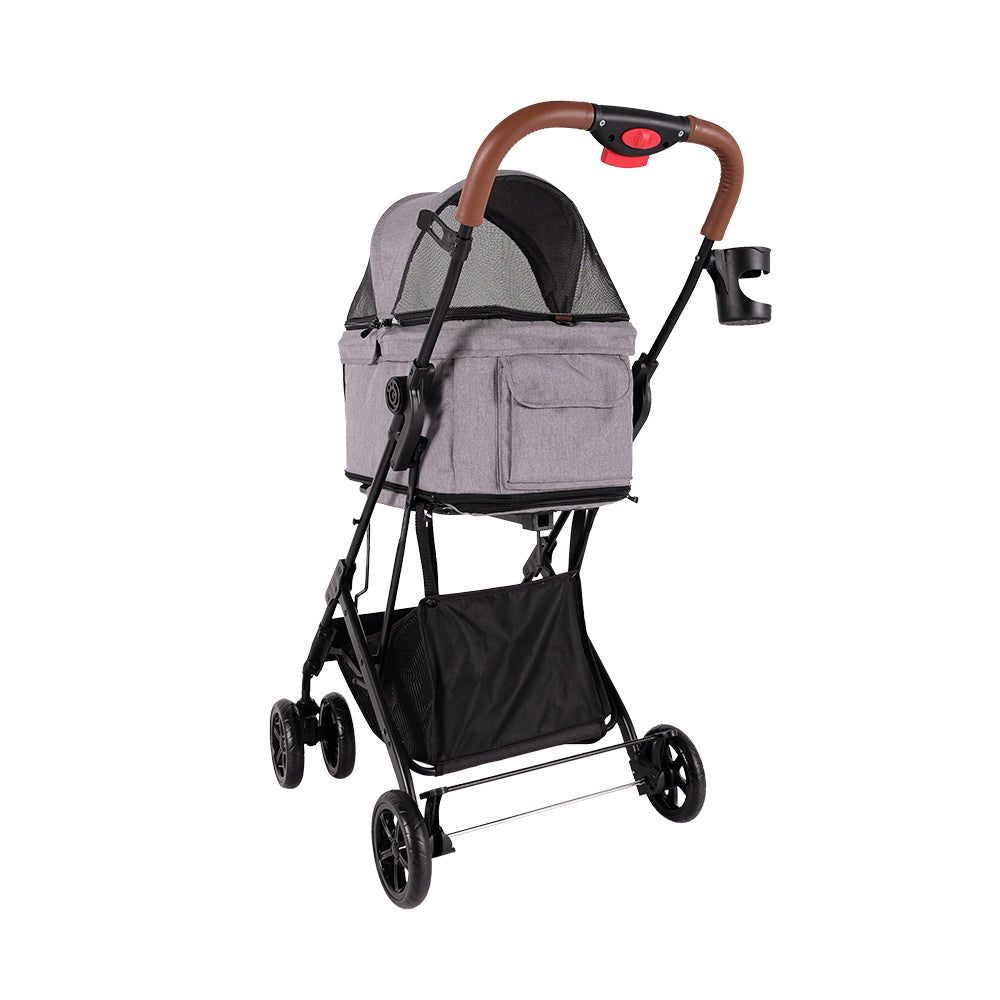Ibiyaya Travois Tri-fold Pet Travel Stroller System (Up to 15Kg) - Nimbus Gray
