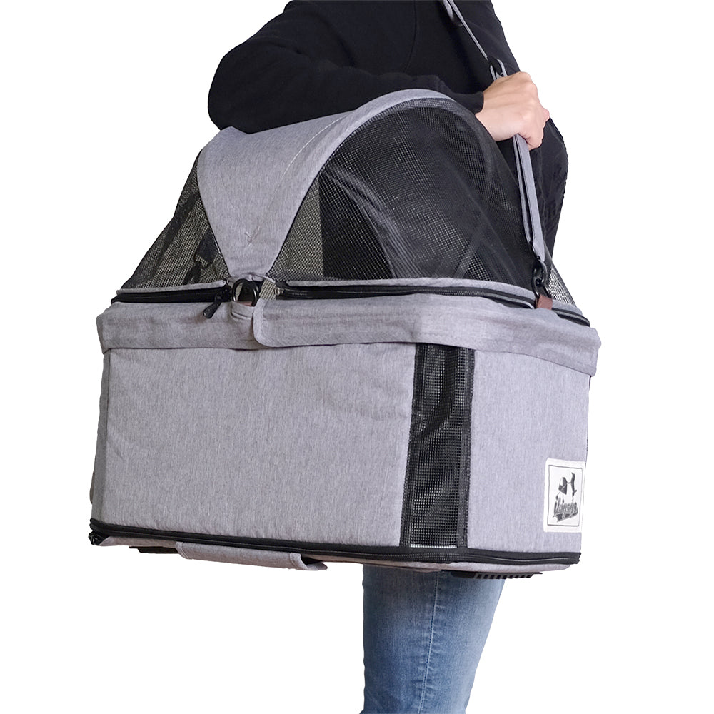 Ibiyaya Travois Tri-fold Pet Travel Stroller System (Up to 15Kg) - Nimbus Gray
