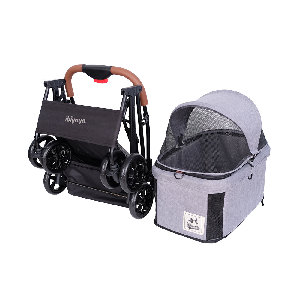 Ibiyaya Travois Tri-fold Pet Travel Stroller System (Up to 15Kg) - Nimbus Gray