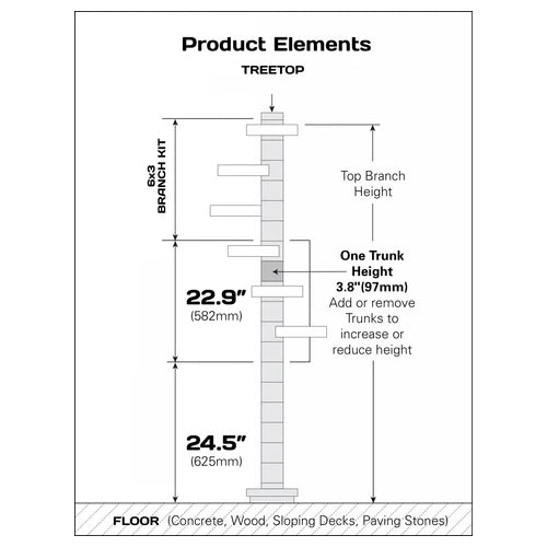 Monkee Tree - The Scalable Cat Climbing Ladder 18 Trunk Starter Pack - Black