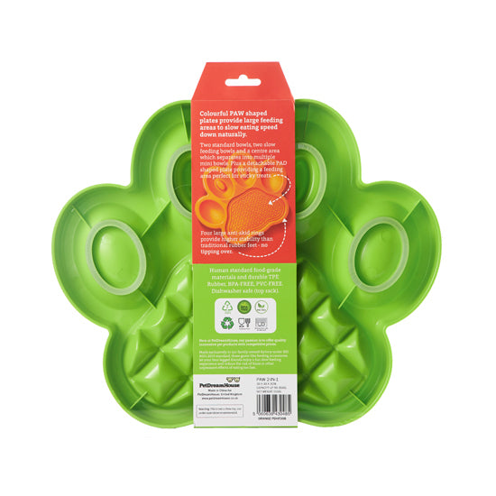 PAW 2-in-1 Slow Feeder Bowl & Lick Pad Combo - Orange