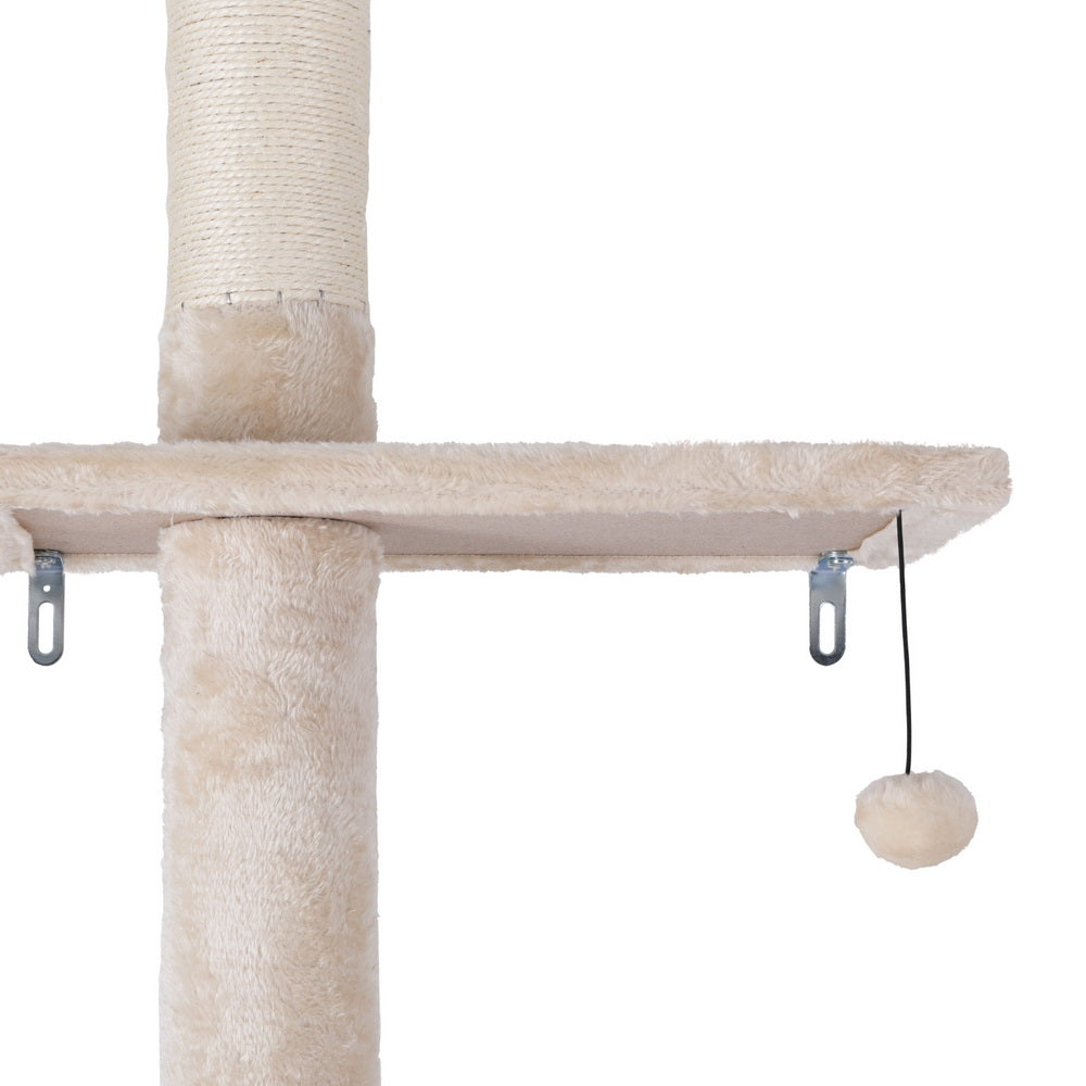 i.Pet Cat Tower Scratching Post Floor to Ceiling Beige & White 290cm