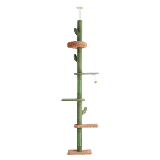 i.Pet Cat Tower Scratching Post Floor to Ceiling Green & Brown 290cm