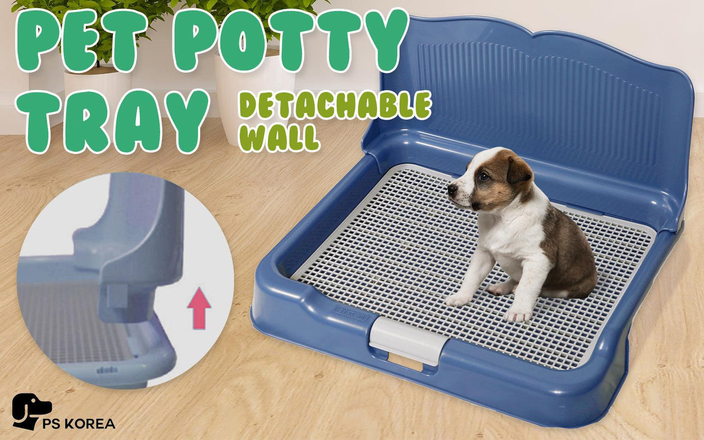 PS KOREA Dog Potty Tray Detachable Wall Model T2 Blue