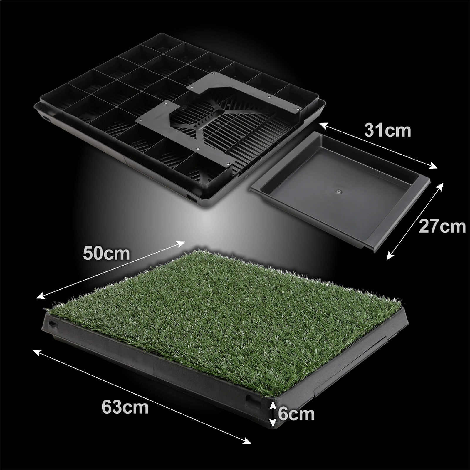 Paw Mate Pet Potty Tray Toilet 63cm x 50cm + 1 Grass Mat