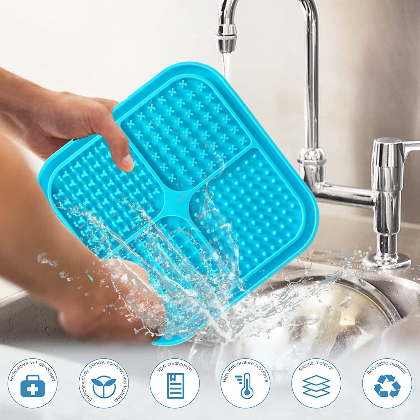 Pawfriends 4in1 Silicone Pet Lick Mat Blue