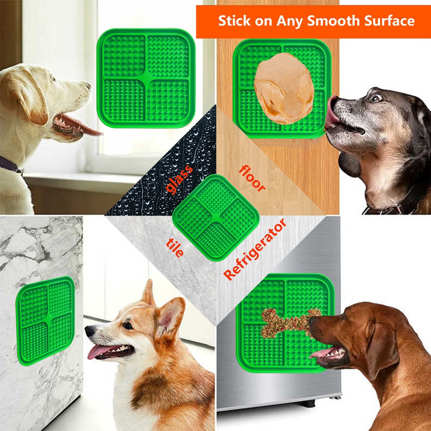 Pawfriends 4in1 Silicone Pet Lick Mat Green