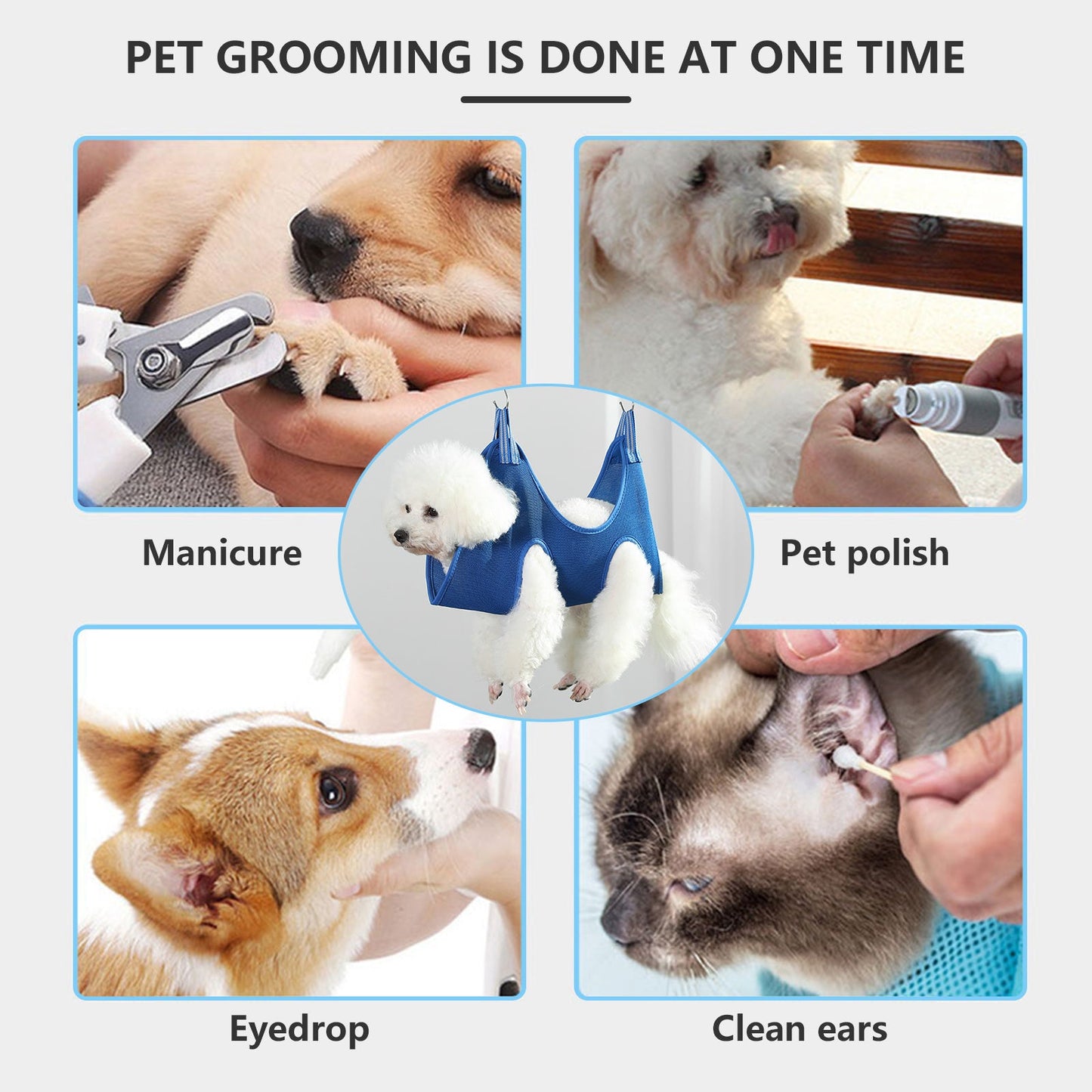 Pawfriends Hammock For Bath And Grooming Blue L
