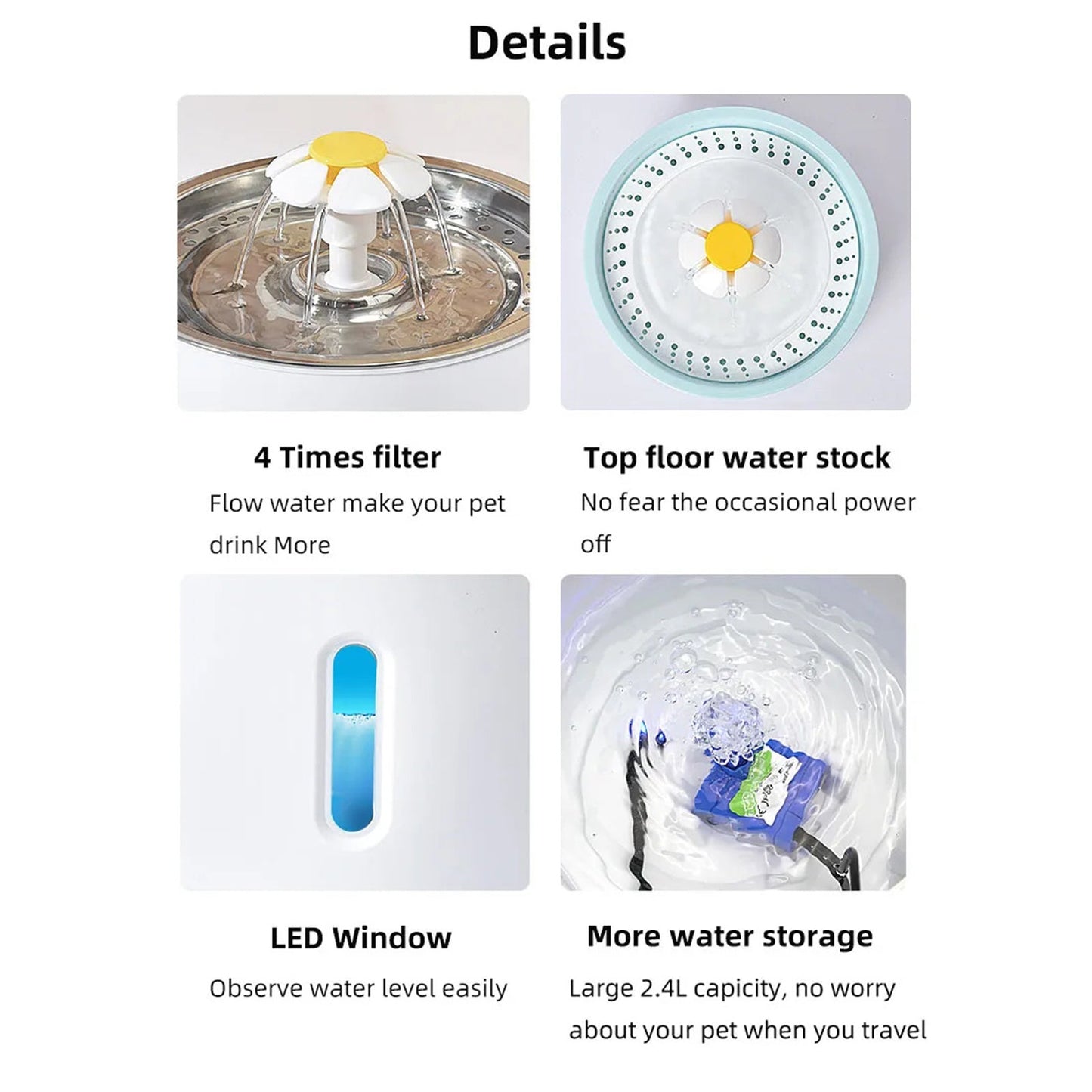 Pawfriends LED Automatic Drinking Water Fountain Plastic Blue OLD Model