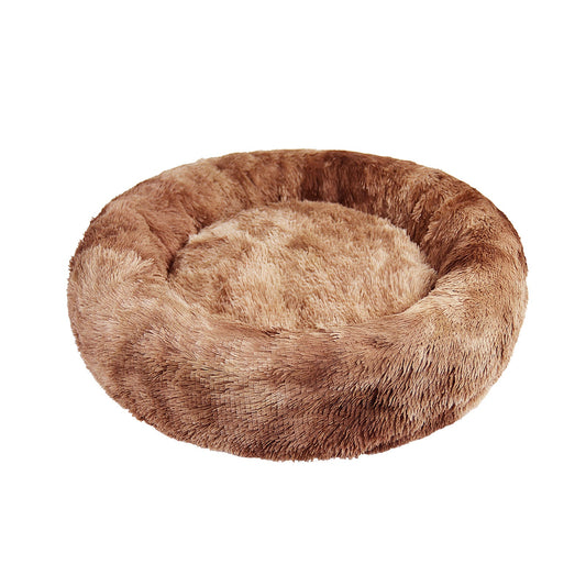 Pawfriends Pet Calming Bed Warm Soft Plush Round Brown L 100cm