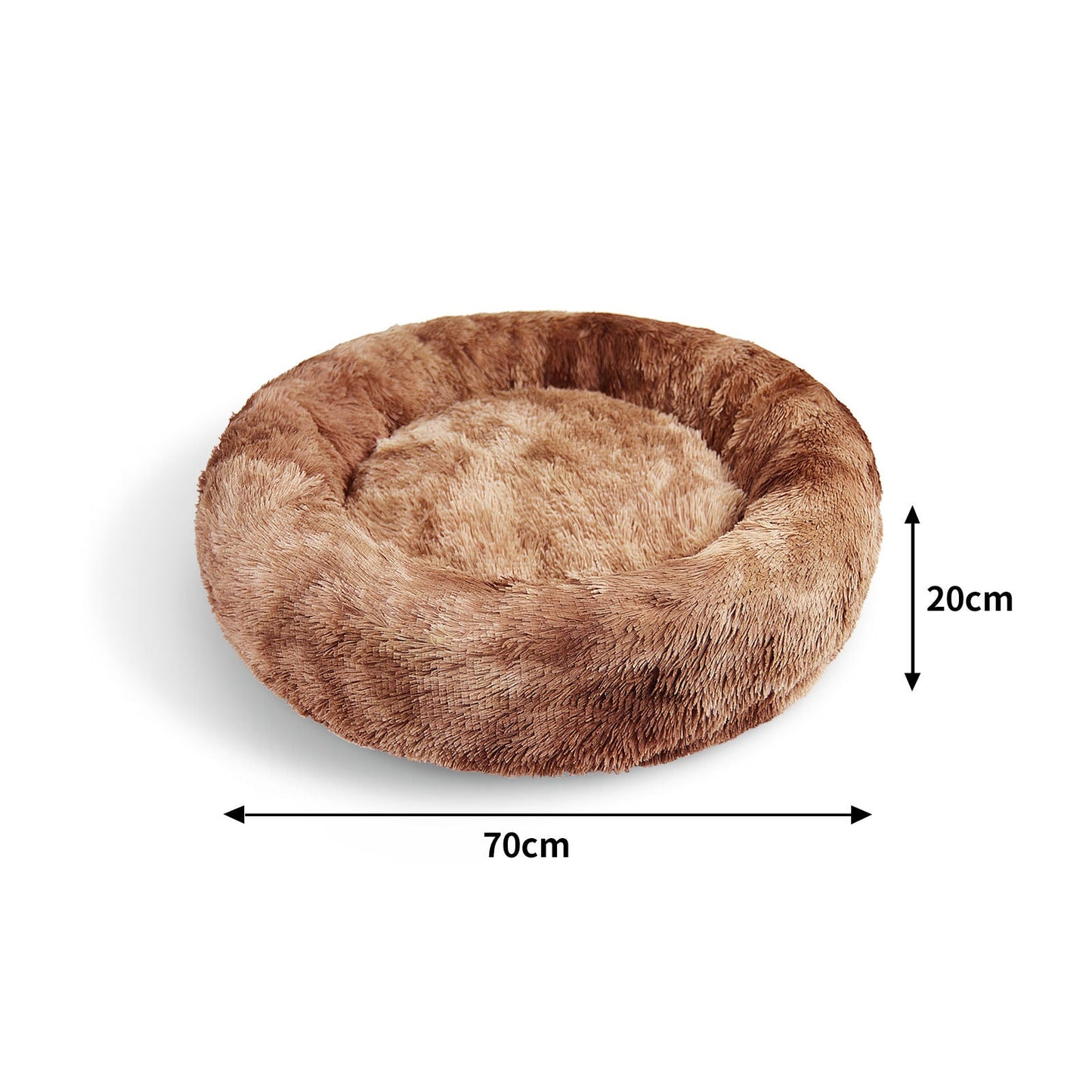 Pawfriends Pet Calming Bed Warm Soft Plush Round Brown S 70cm