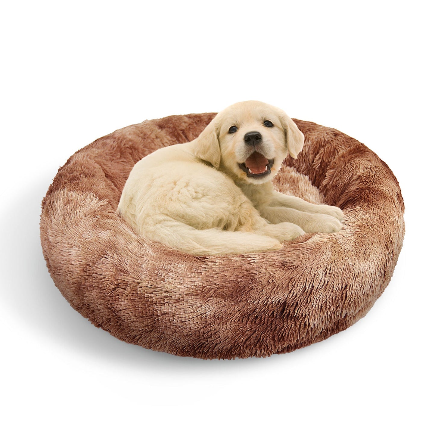 Pawfriends Pet Calming Bed Warm Soft Plush Round Brown S 70cm
