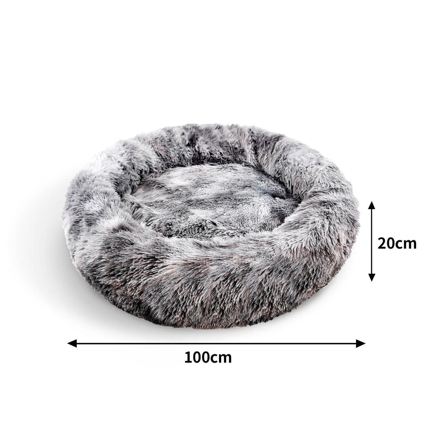 Pawfriends Pet Calming Bed Warm Soft Plush Round Dark Grey L 100cm