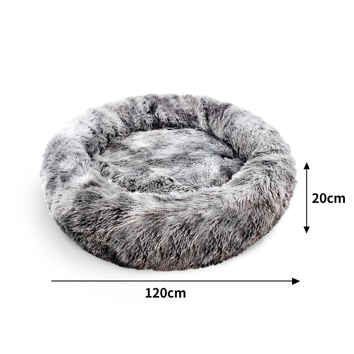 Pawfriends Pet Calming Bed Warm Soft Plush Round Dark Grey XL 120cm