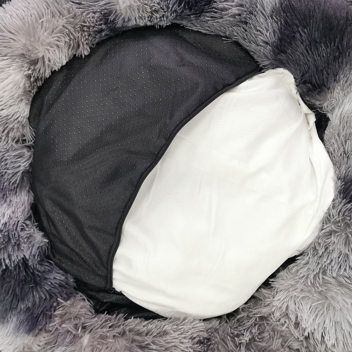 Pawfriends Pet Calming Bed Warm Soft Plush Round Dark Grey XL 120cm
