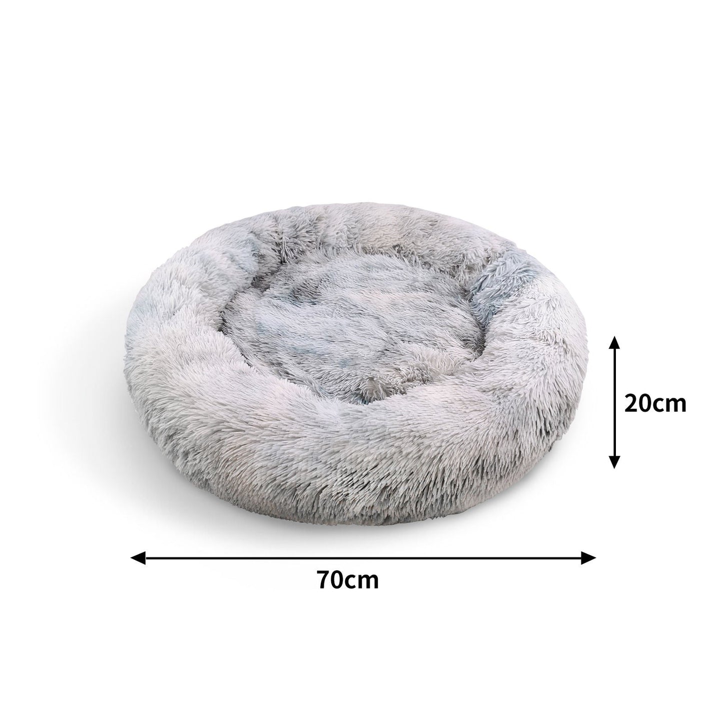 Pawfriends Pet Calming Bed Warm Soft Plush Round Gradient Gray S 70cm
