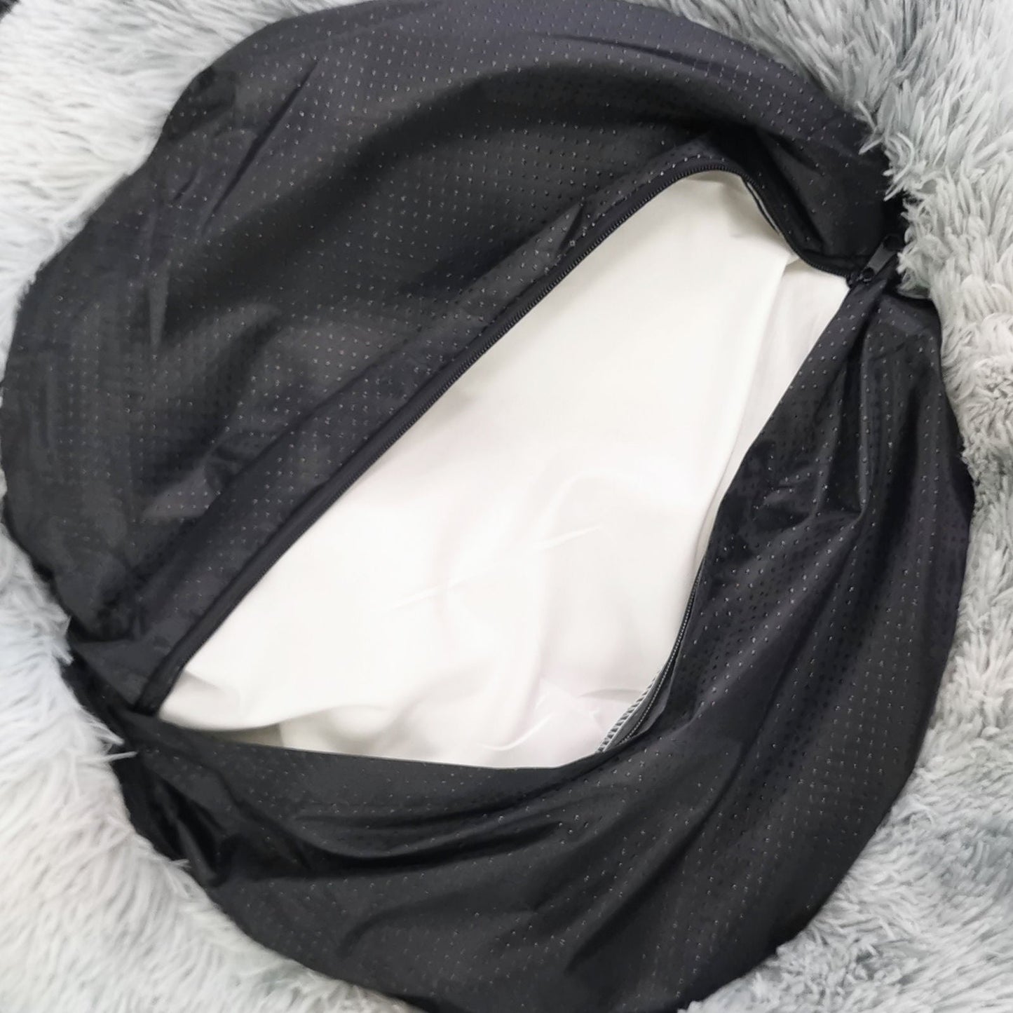 Pawfriends Pet Calming Bed Warm Soft Plush Round Gradient Gray S 70cm