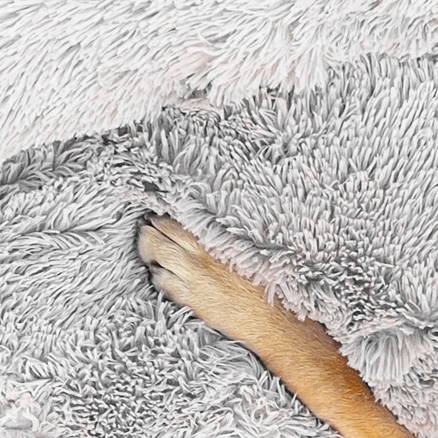 Pawfriends Pet Calming Bed Warm Soft Plush Round Light Grey L 90cm