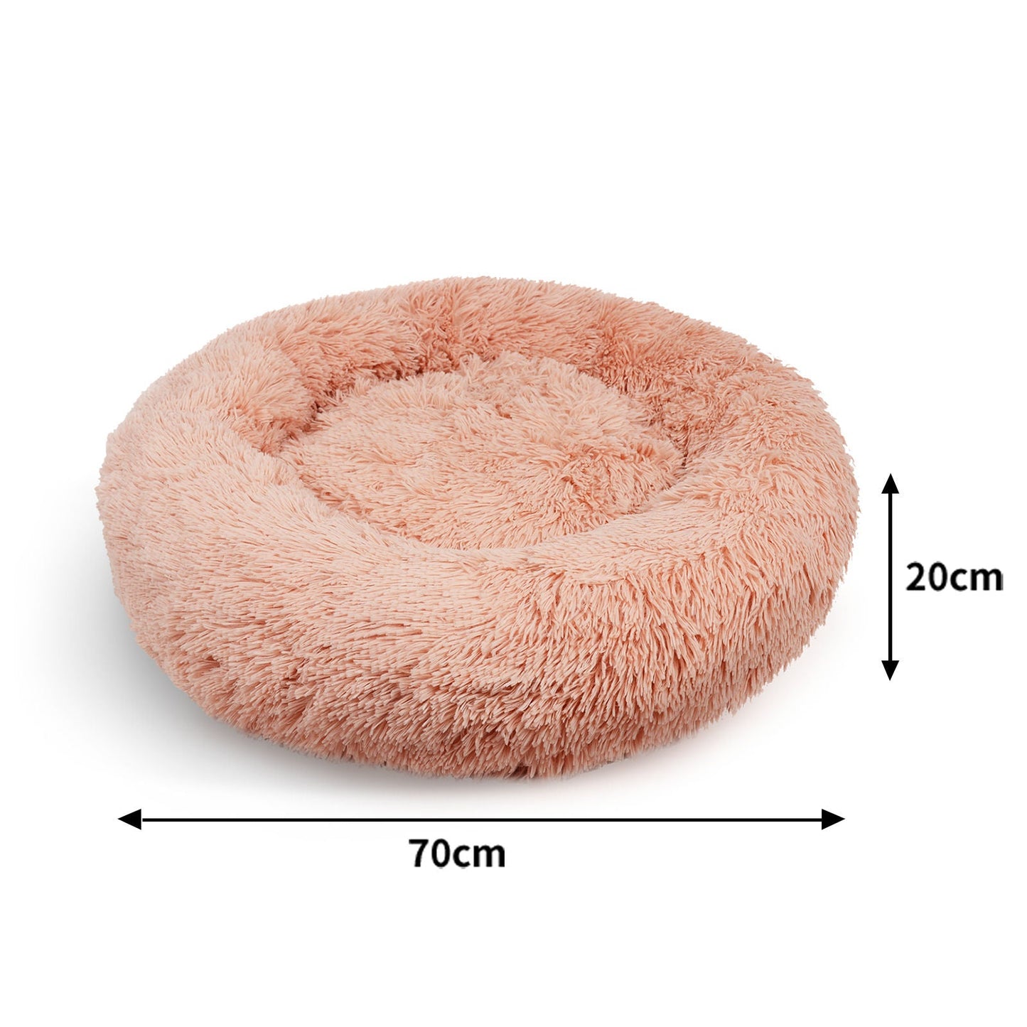 Pawfriends Pet Calming Bed Warm Soft Plush Round Pink M 70cm
