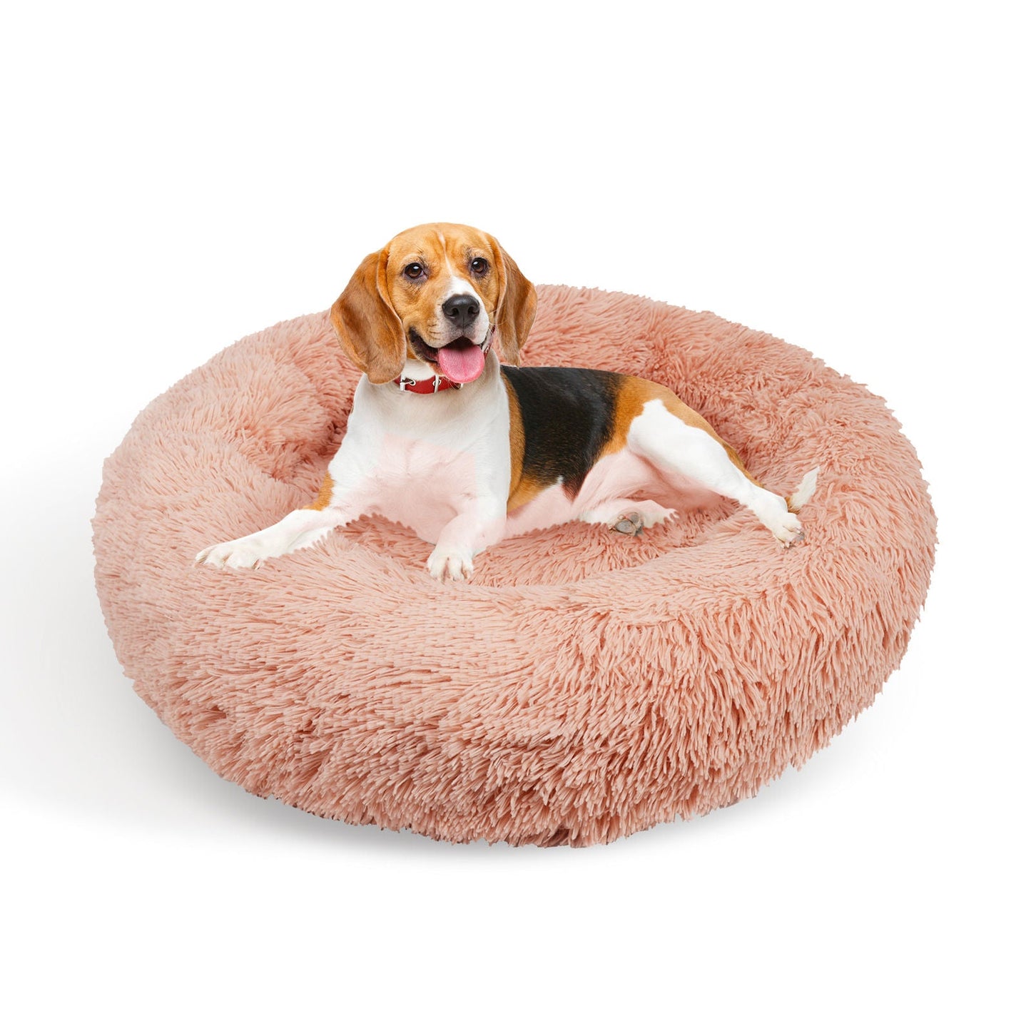 Pawfriends Pet Calming Bed Warm Soft Plush Round Pink M 70cm