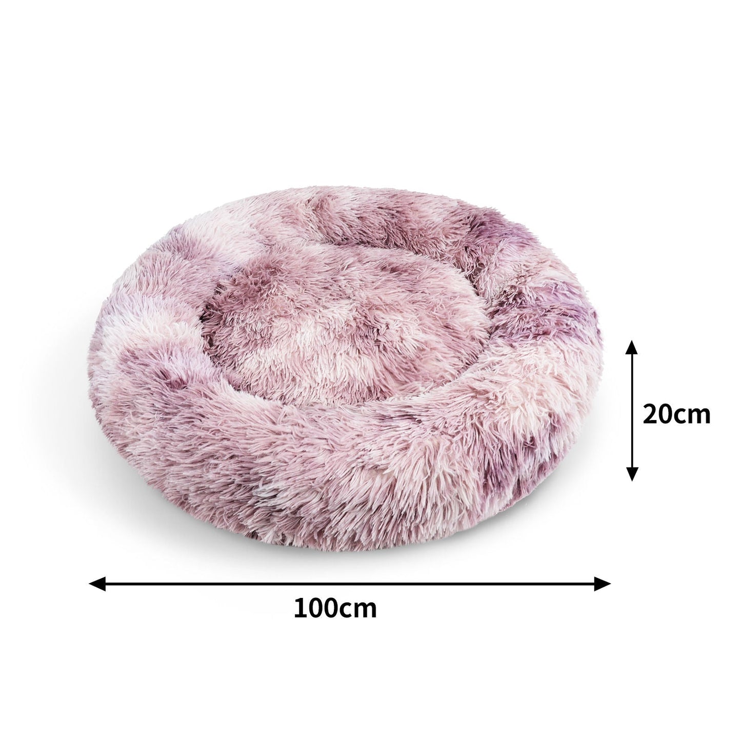 Pawfriends Pet Calming Bed Warm Soft Plush Round Purple L 100CM