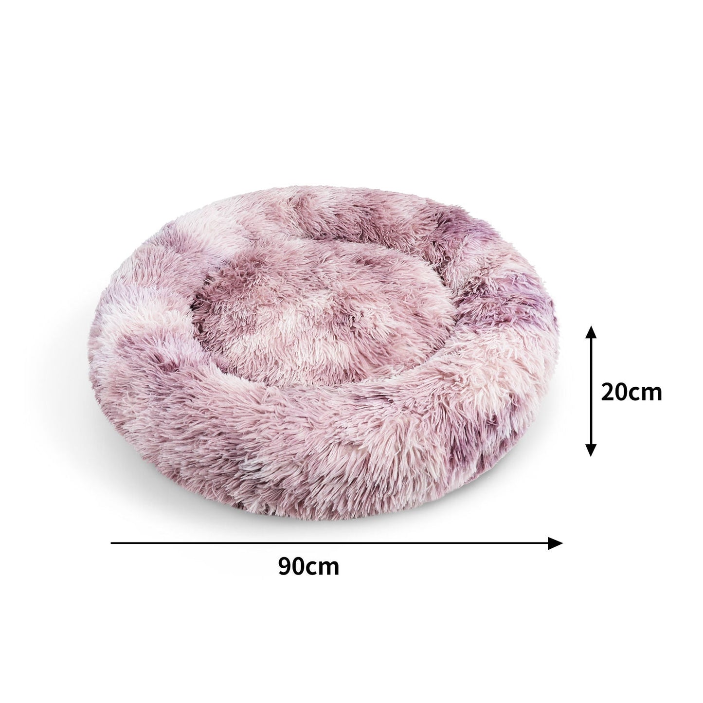 Pawfriends Pet Calming Bed Warm Soft Plush Round Purple M 90cm
