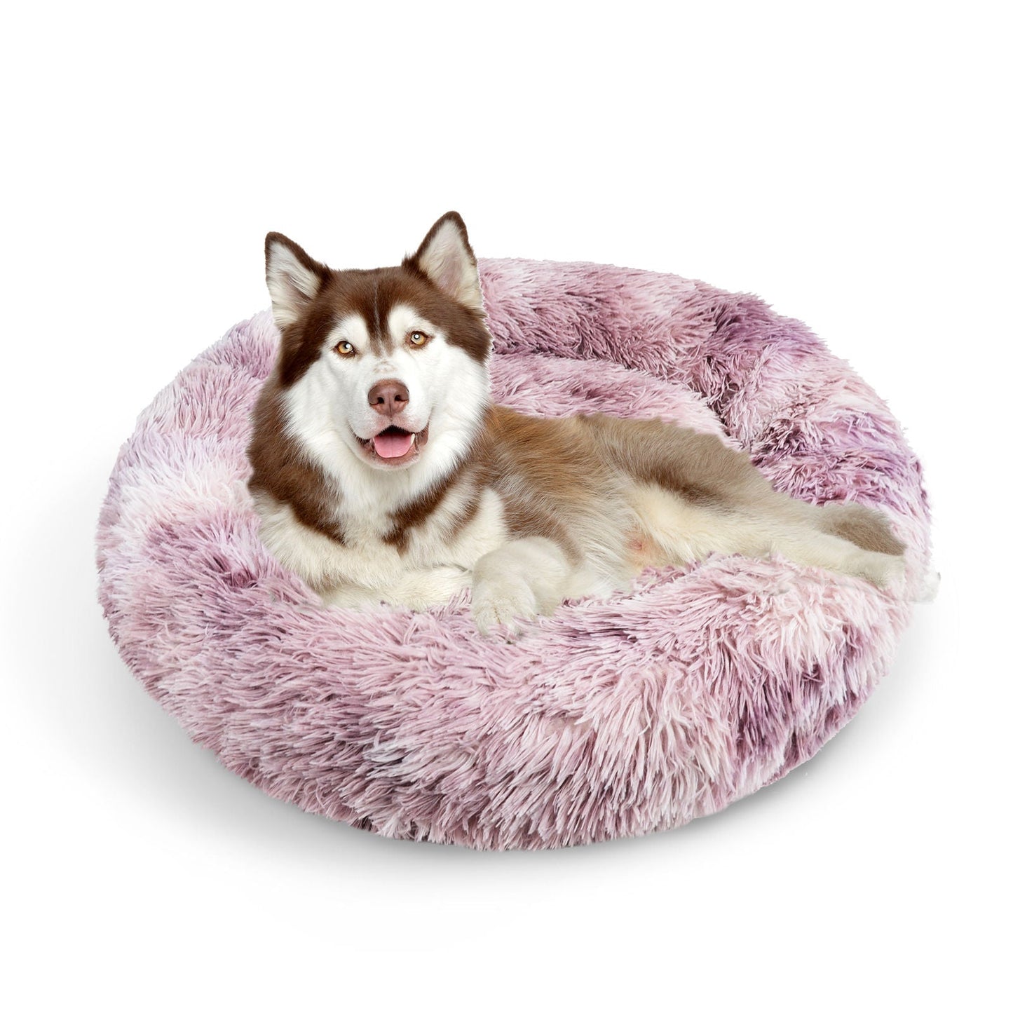 Pawfriends Pet Calming Bed Warm Soft Plush Round Purple M 90cm