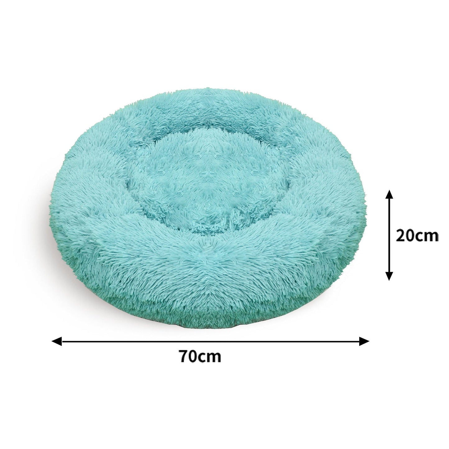 Pawfriends Pet Calming Bed Warm Soft Plush Round Teal/Green M 70cm