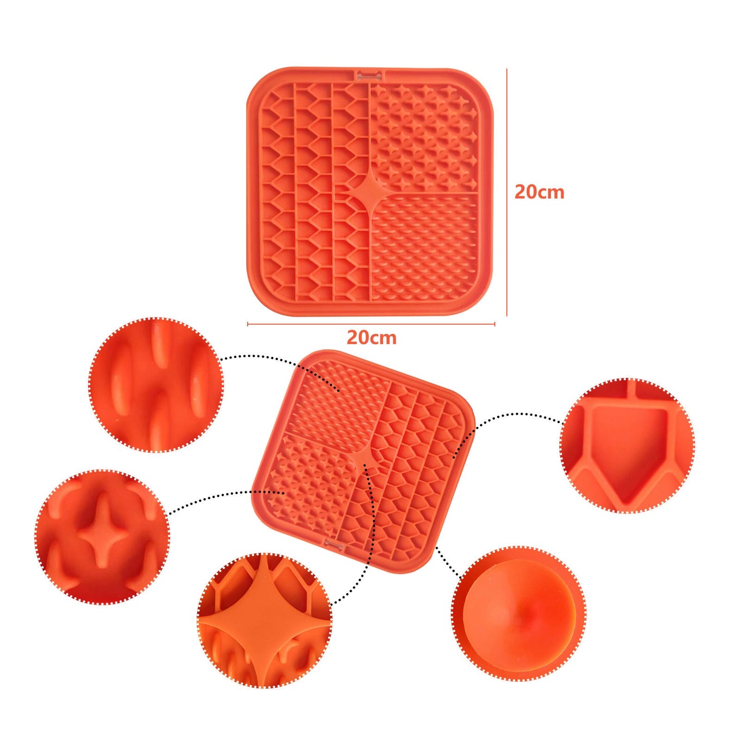 Pawfriends Silicone Lick Mat Slow Feeder Grooming Helper Orange