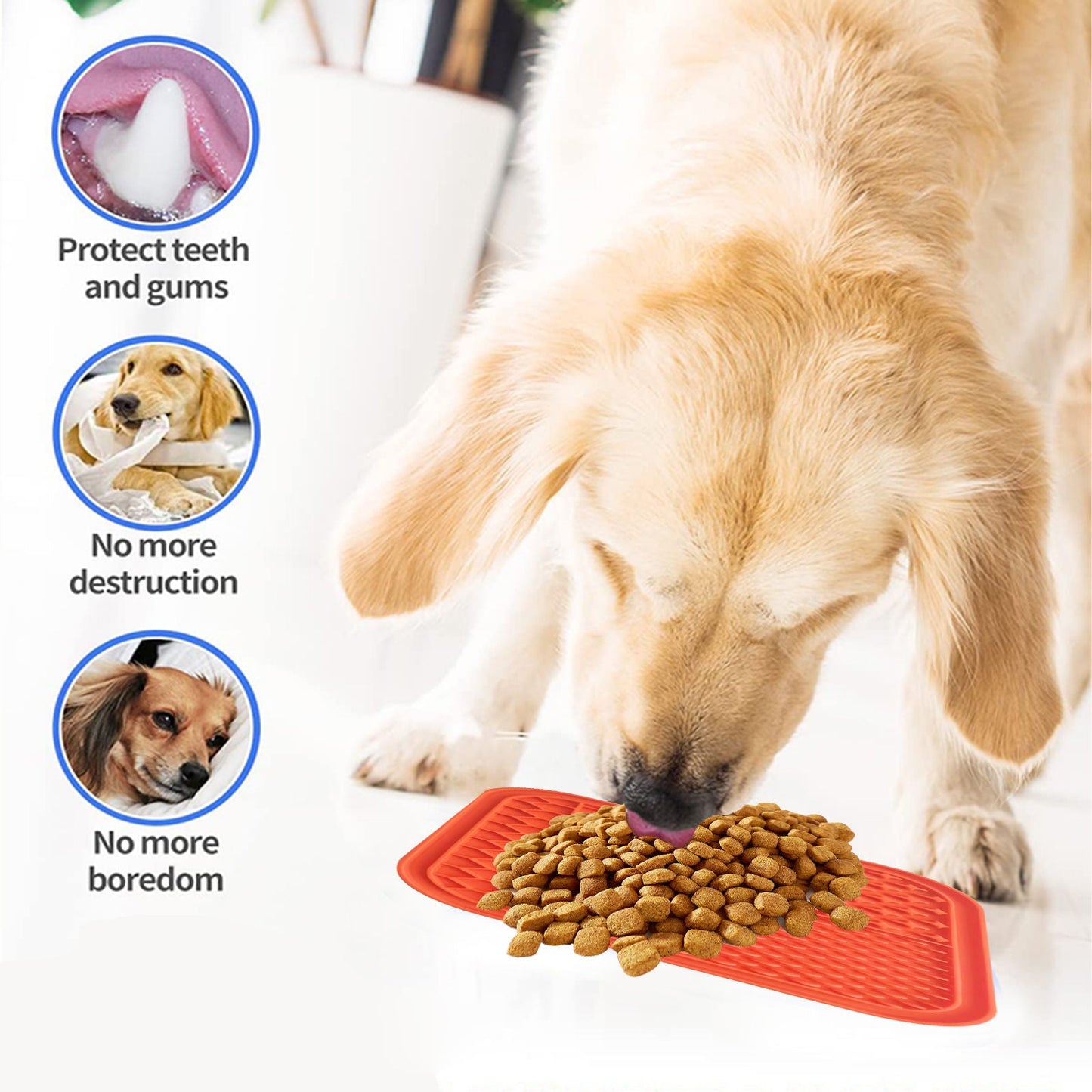 Pawfriends Silicone Lick Mat Slow Feeder Grooming Helper Orange