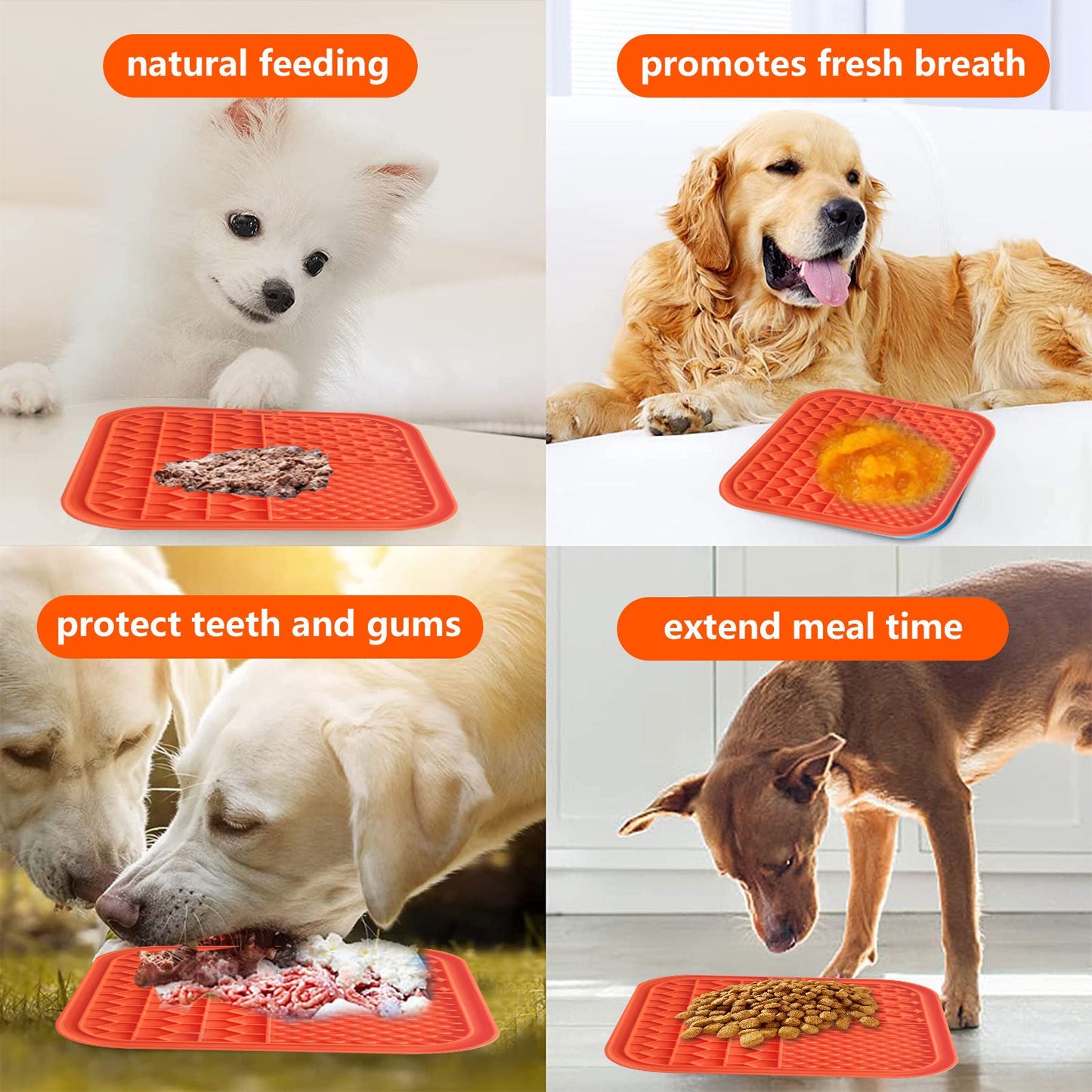 Pawfriends Silicone Lick Mat Slow Feeder Grooming Helper Orange