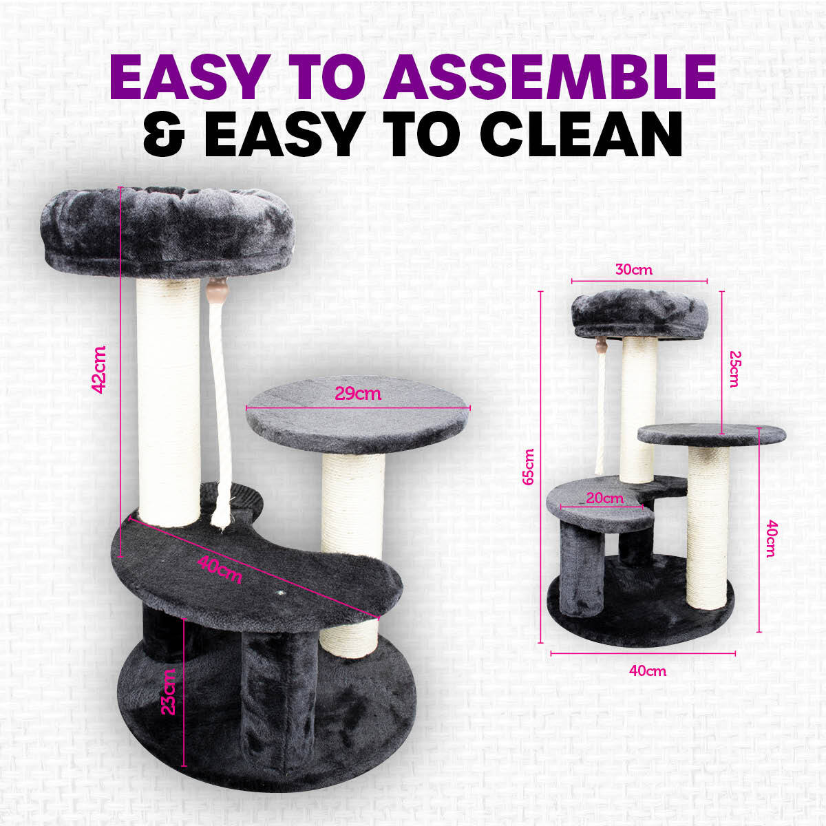 Pet Basic 3 Level Cat Scratching Tower 65 x 40cm