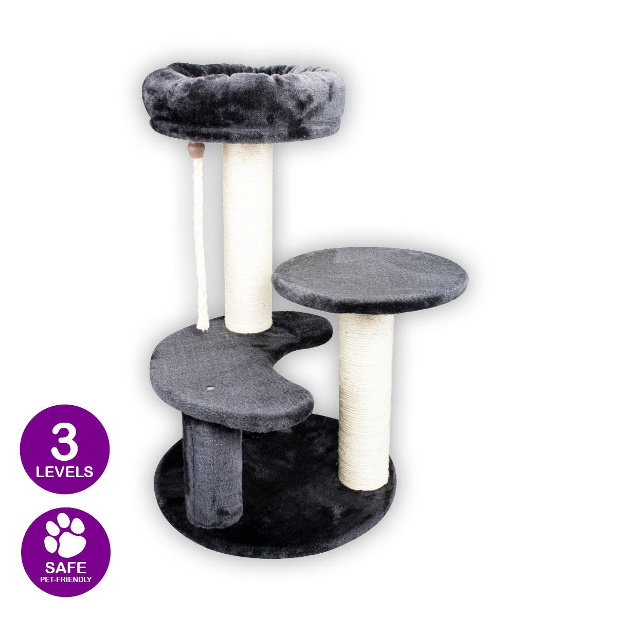 Pet Basic 3 Level Cat Scratching Tower 65 x 40cm
