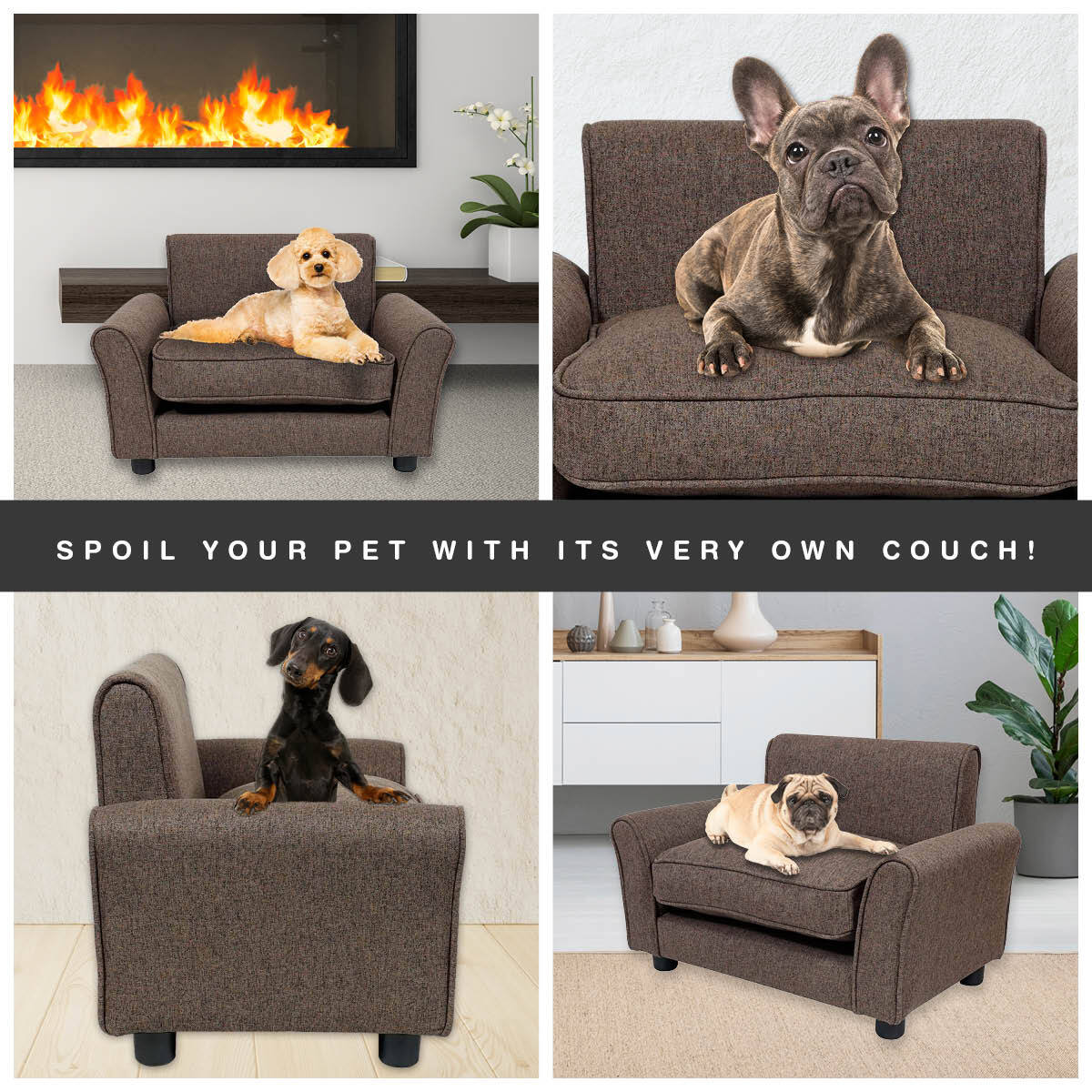 Pet Basic Chair Bed Fabric Brown 65cm