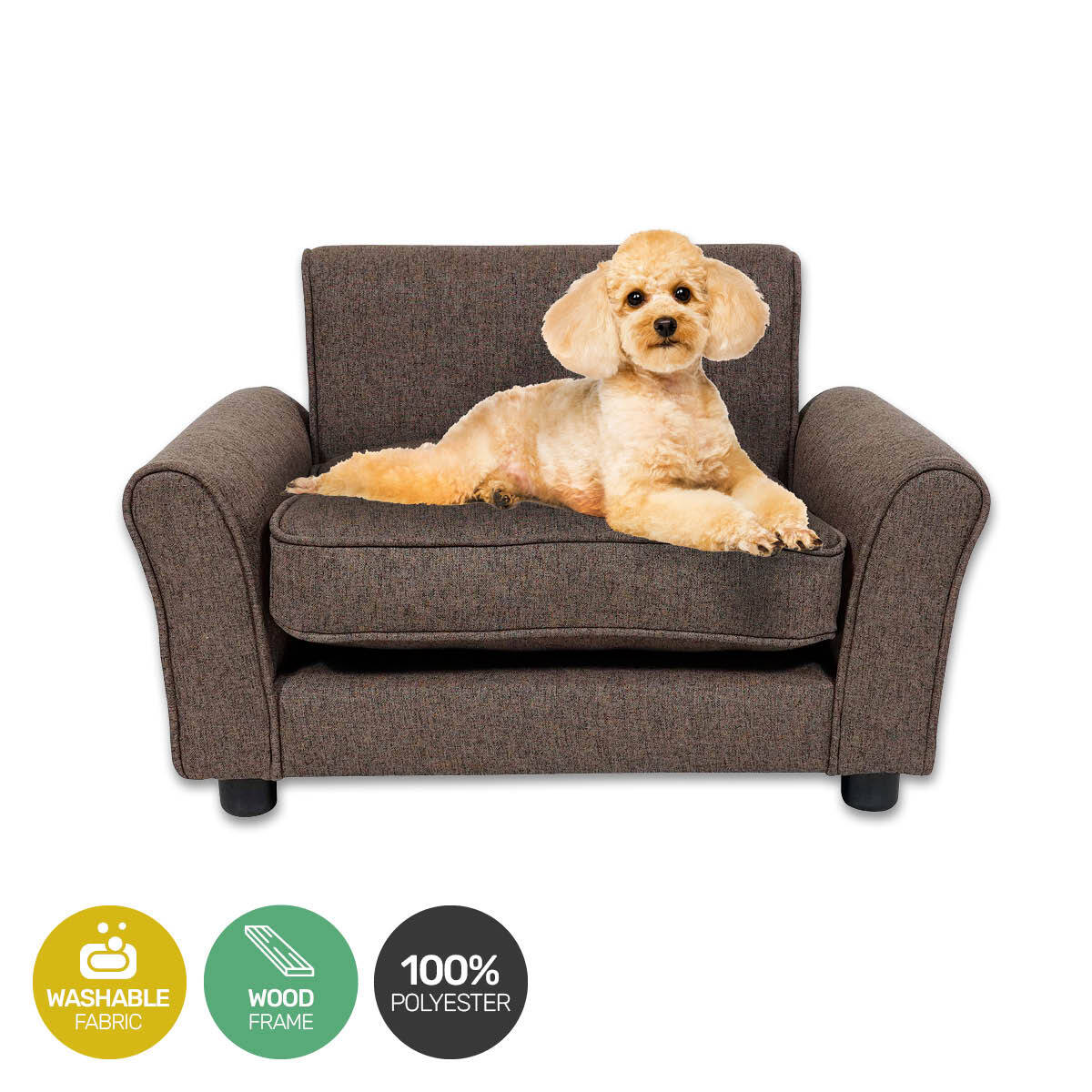 Pet Basic Chair Bed Fabric Brown 65cm