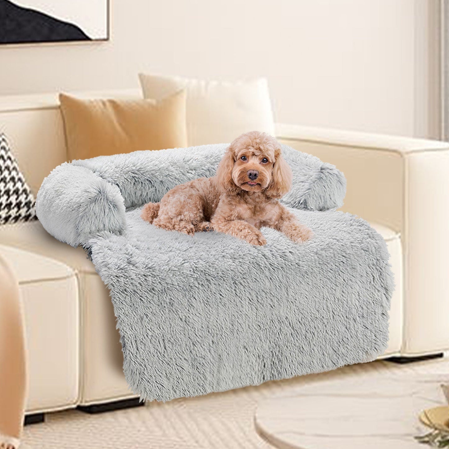 Pet Sofa Bed Calming Waterproof Grey M