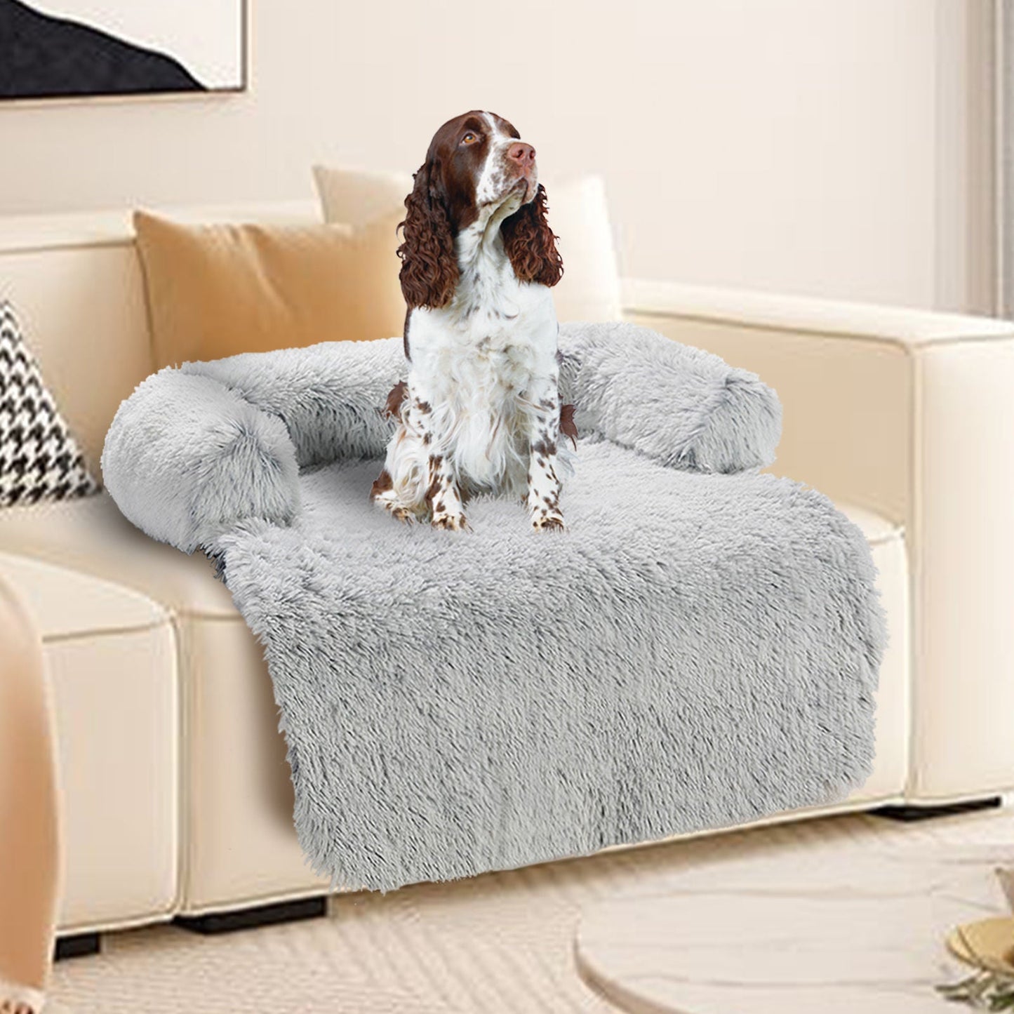 Pet Sofa Bed Calming Waterproof Grey M