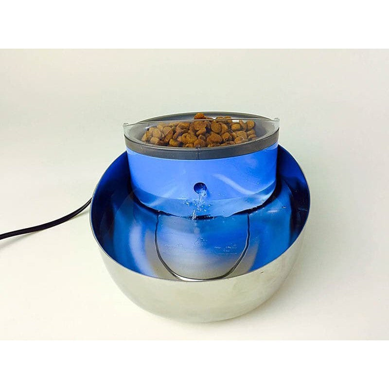 Pioneer Pet Stainless Steel and Plastic Water Food Bowl Drinking Fountain