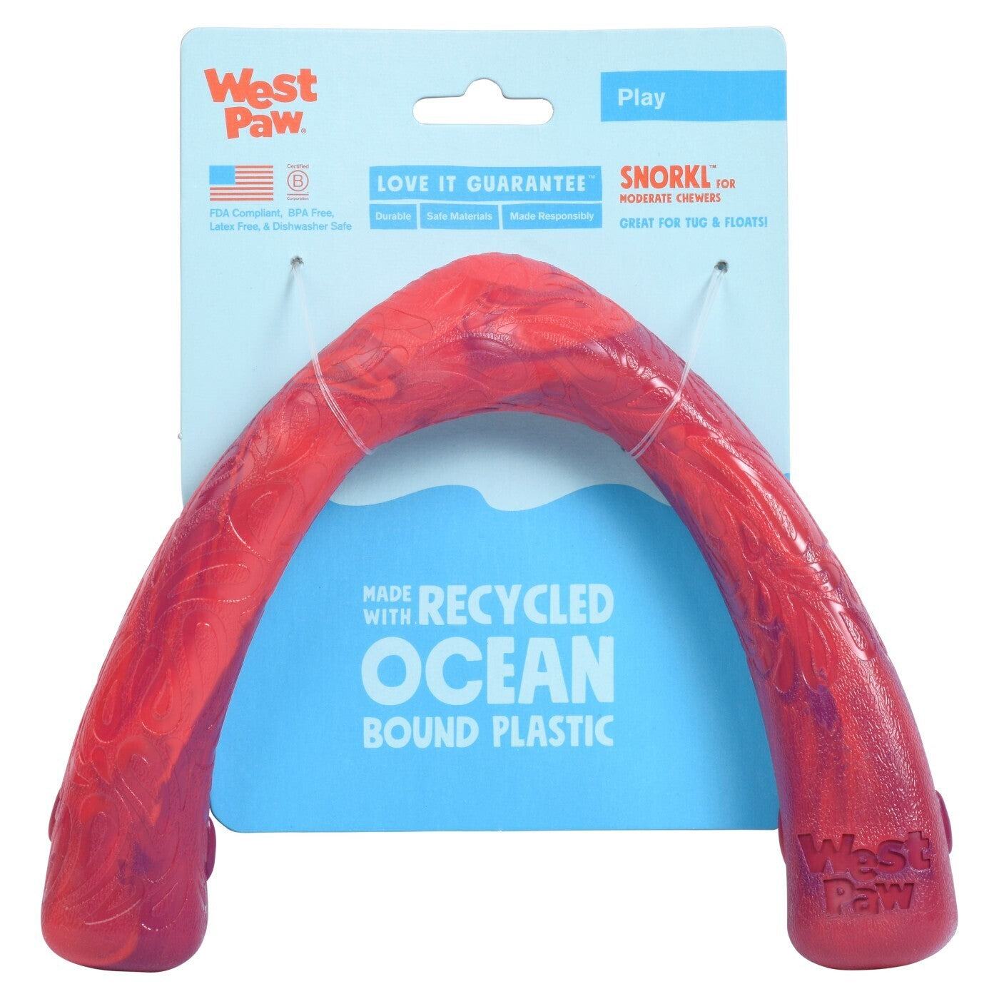 West Paw Seaflex Recycled Plastic Tug Dog Toy - Snorkl Emerald