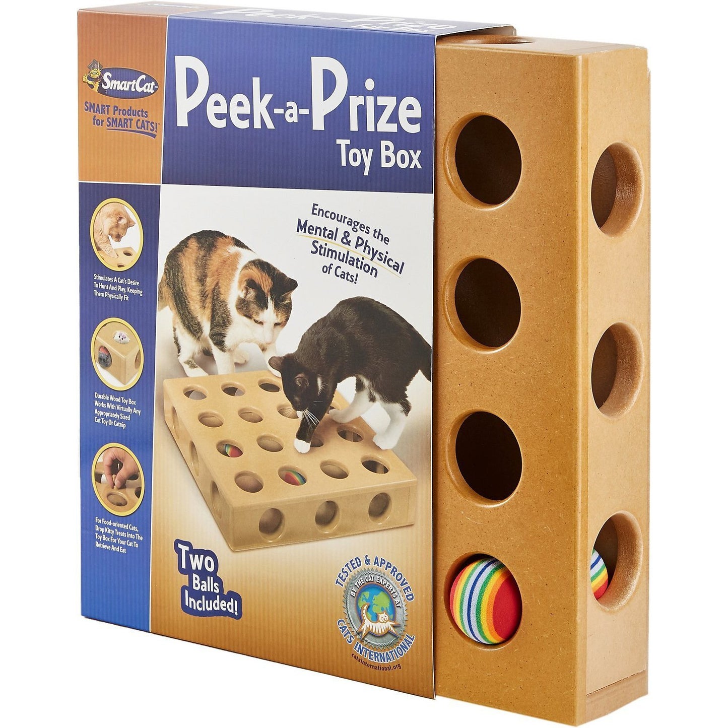 Smartcat Peek-And-Prize Large Toy Box Wooden Cat Toy