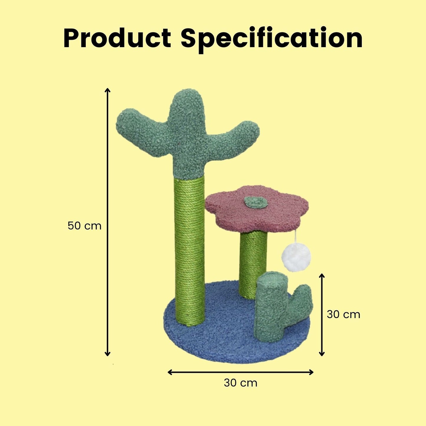 Floofi Cat Tree Flower with 2 Cactus 50cm