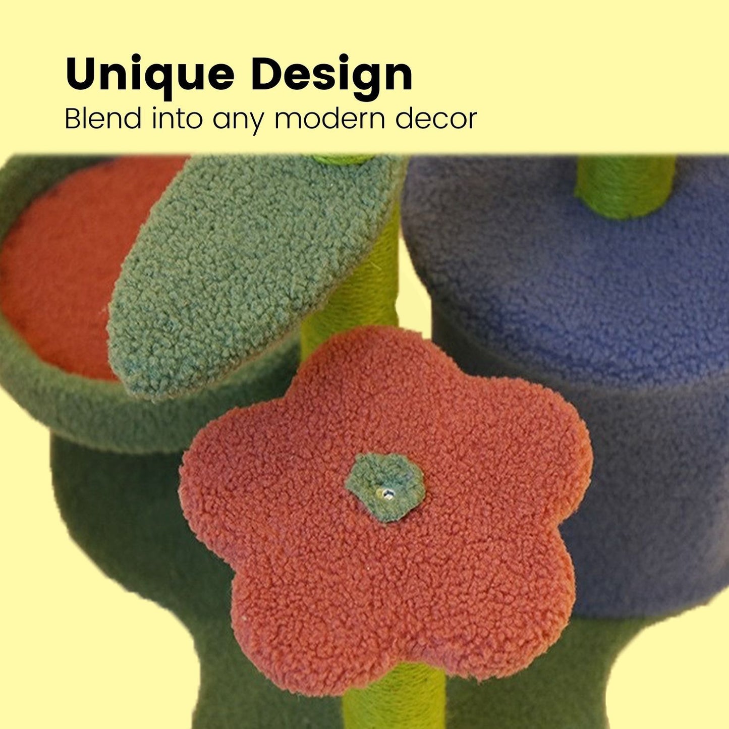 Floofi Cat Tree Flower with 2 Cactus 50cm