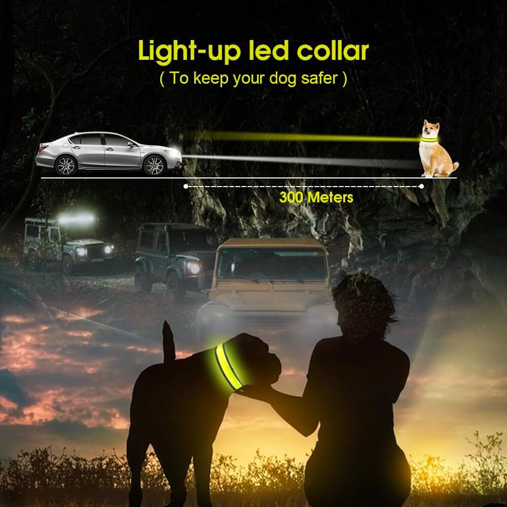 LED Pet Collar Nylon USB Rechargeable